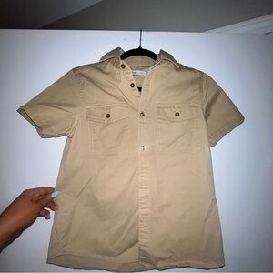 Tan Button-Up Kids Shirt
